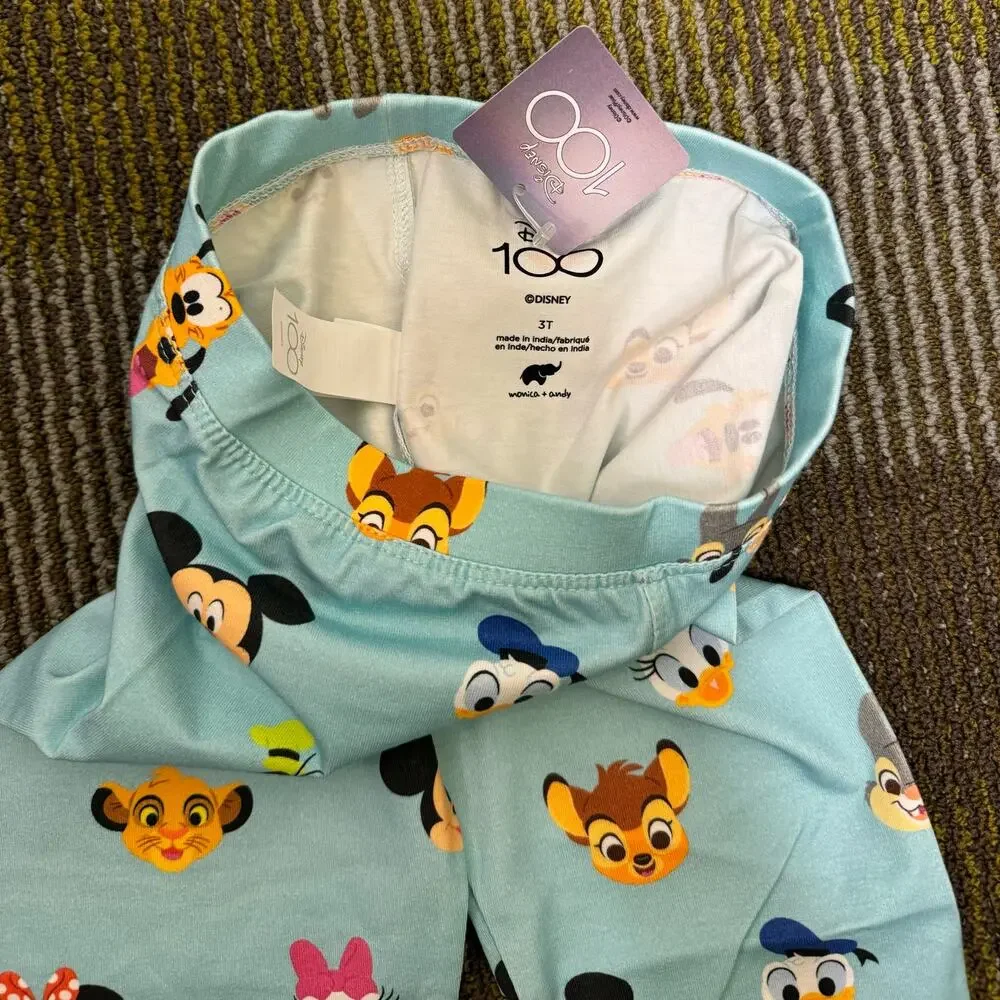 NWT Monica + Andy Leggings Disney D100 Mickey + Friends Mint Simba Bambi Sz 5